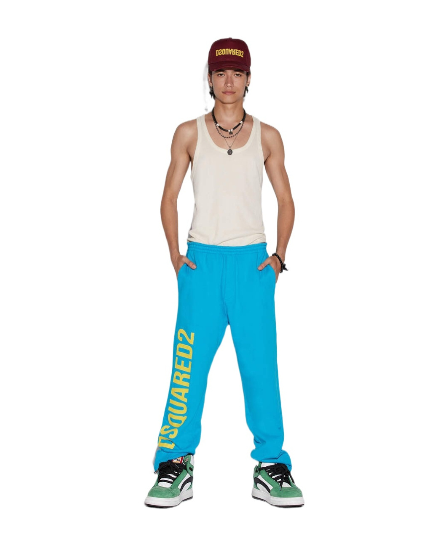 Dsquared2 Man Pants Turquoise Size Xl Cotton In Blue