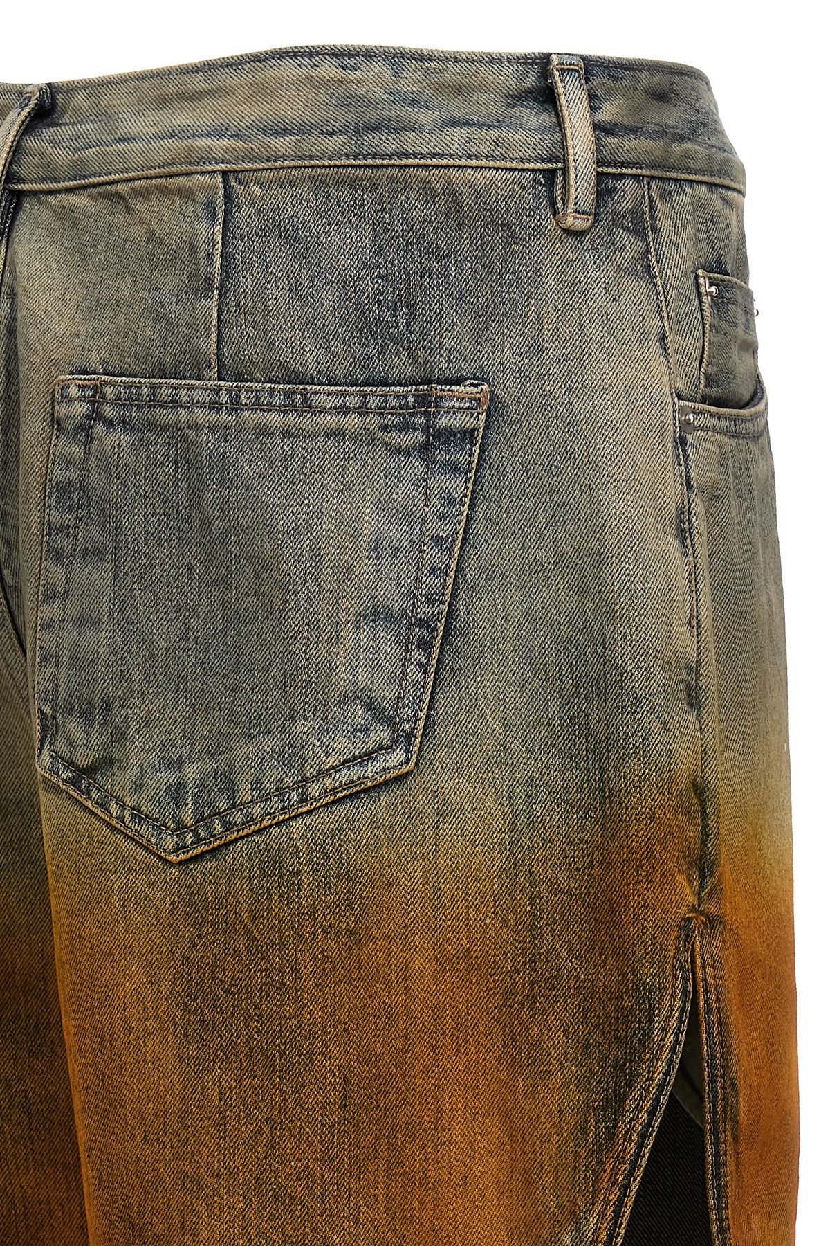 Rick Owens Drkshdw Destroyed Denim Bermuda Shorts In Green