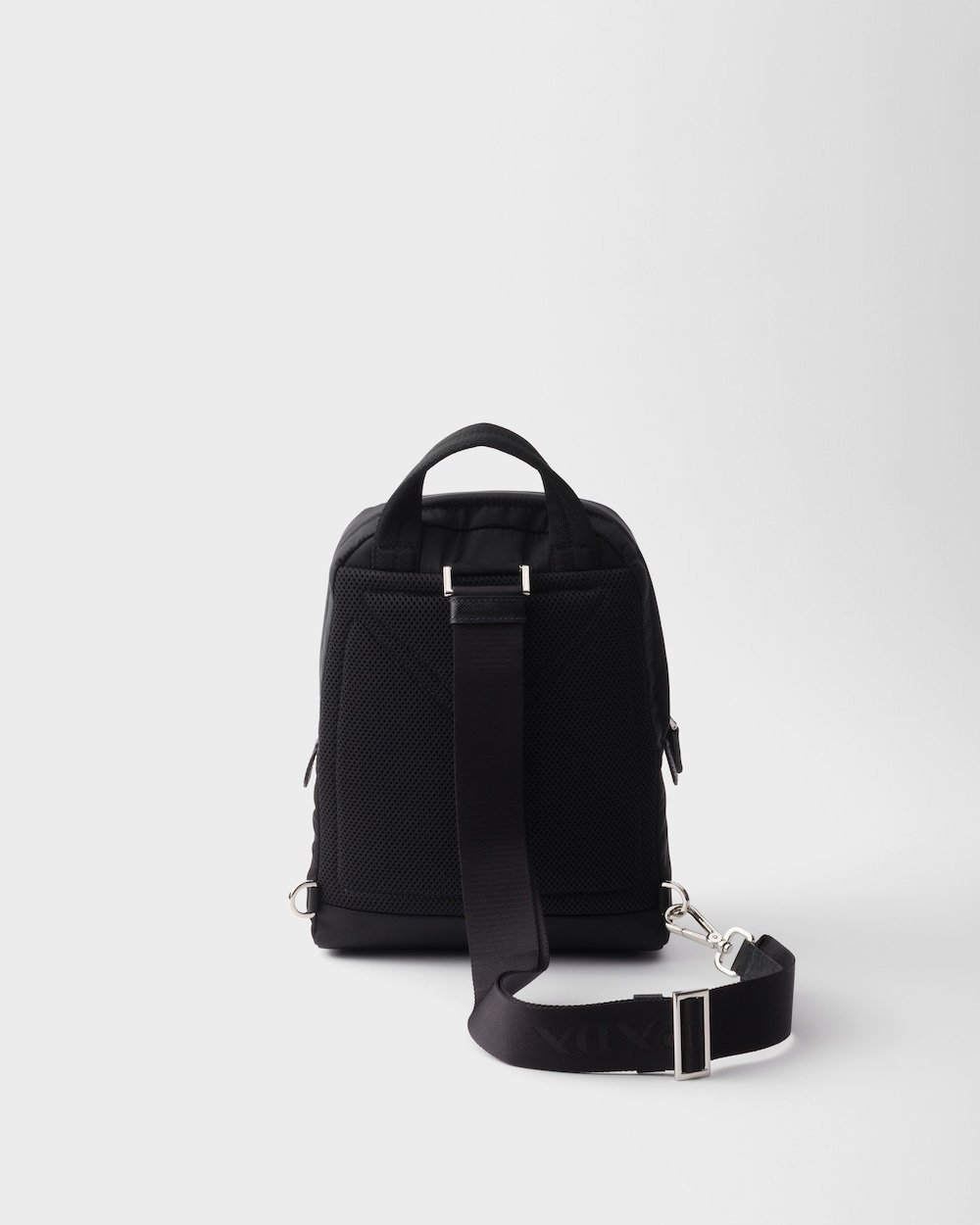 Prada Structured Leather Backpack With Logo Zipper Closure