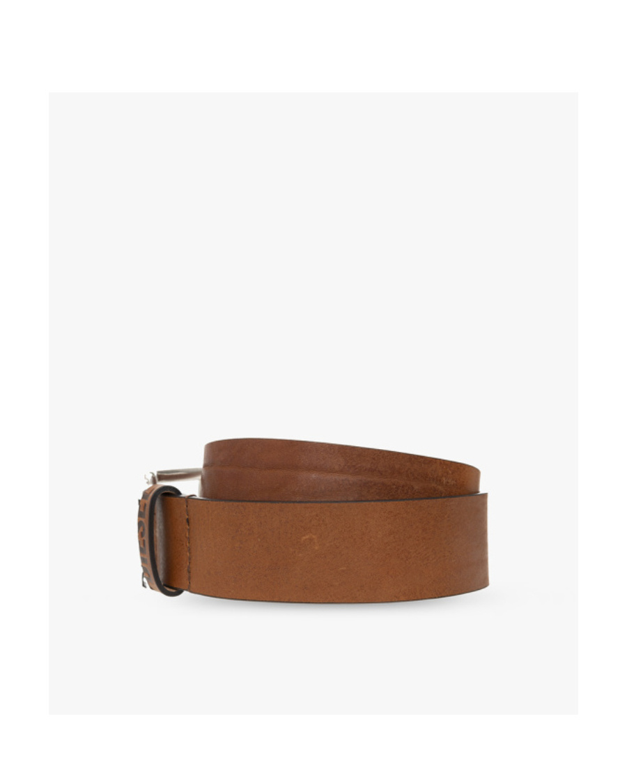 Diesel Logo-loop Leather Buckle Belt In Brown