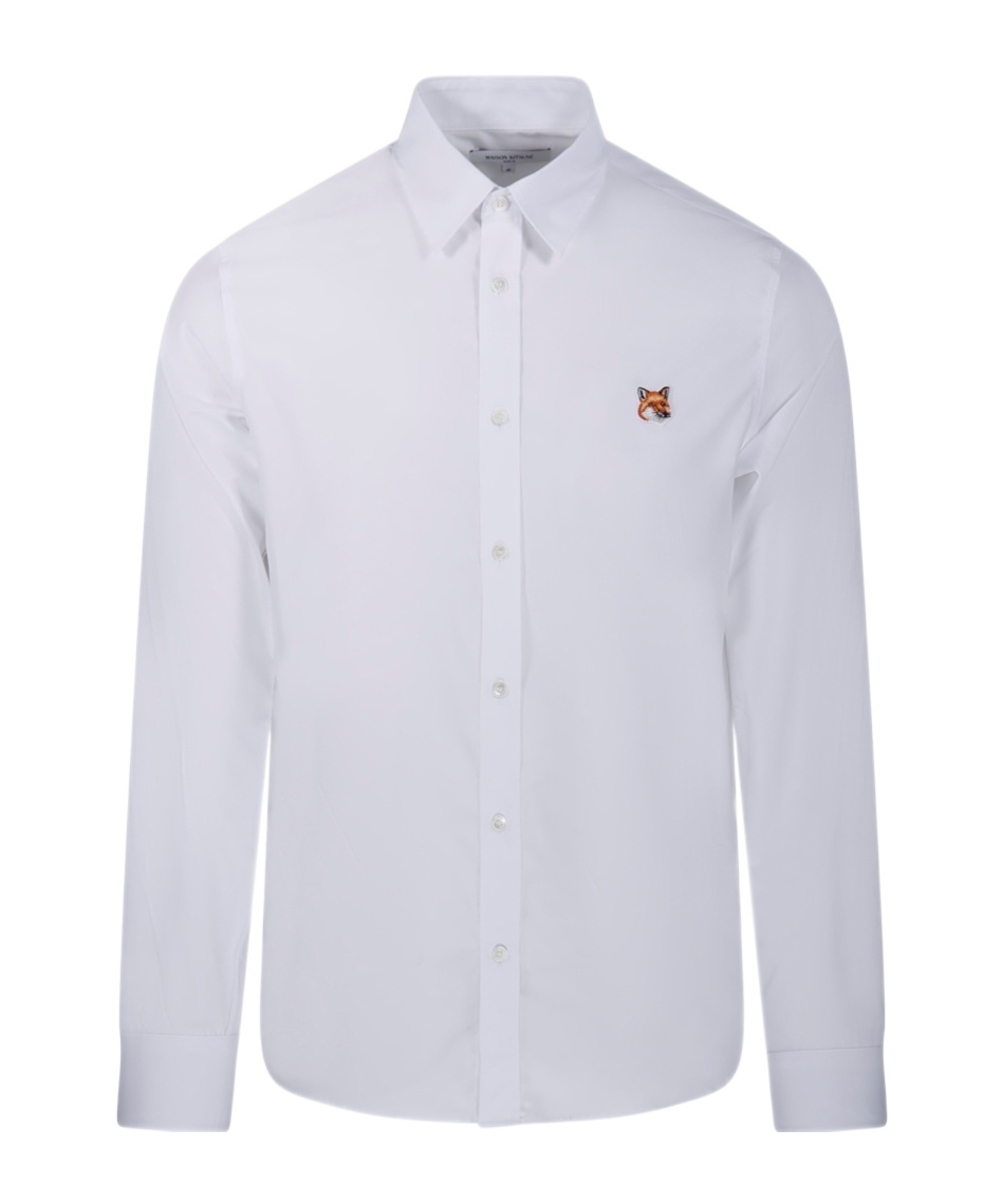 Shop Maison Kitsuné Fox-motif Cotton Shirt In White