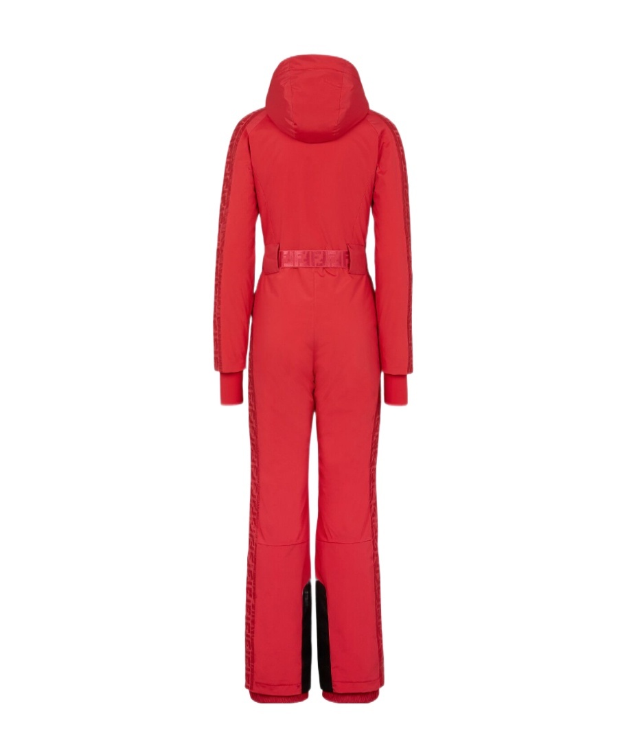 Fendi Logo One-piece Ski Suit In Red
