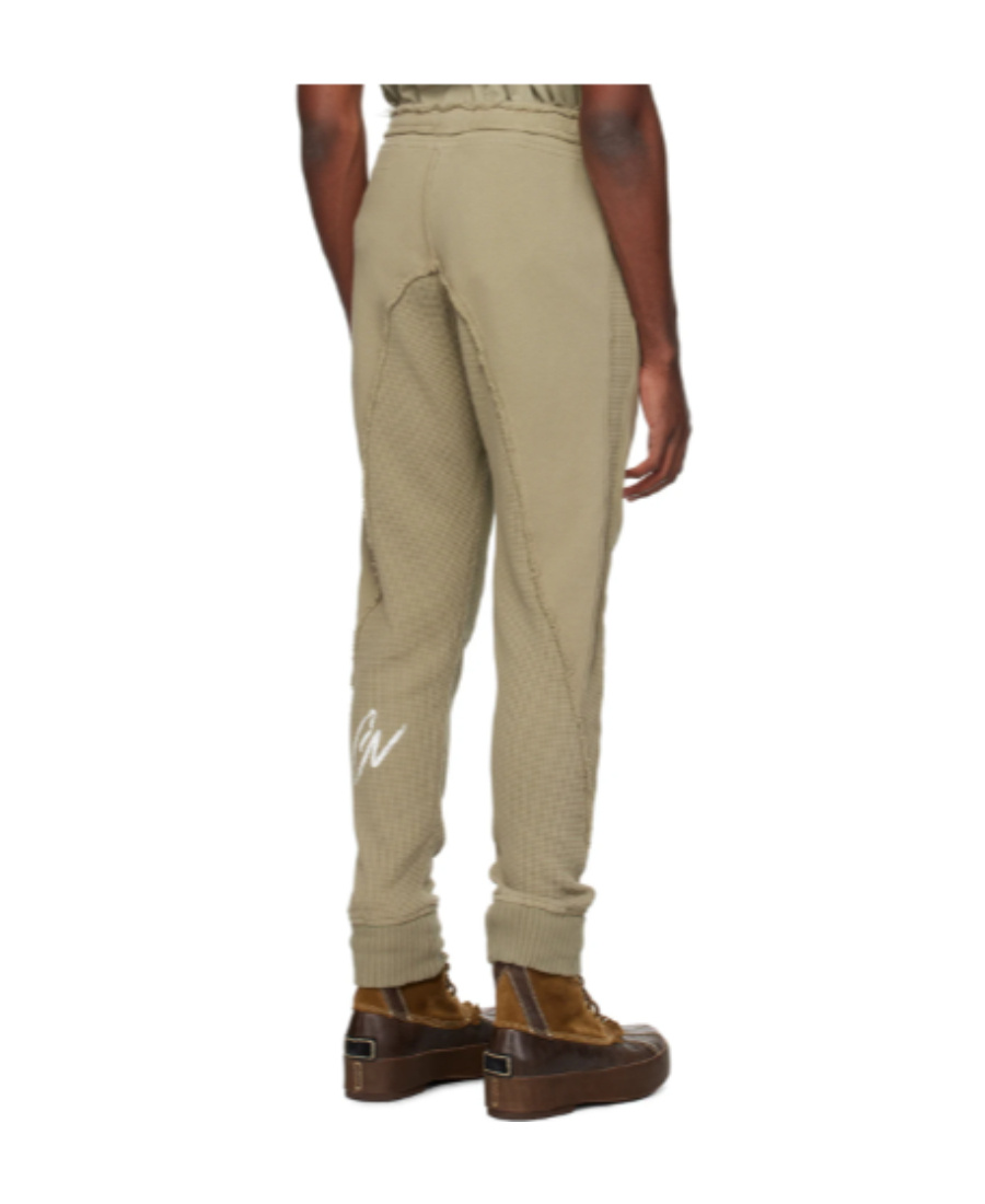 Greg Lauren Drawcord Elastic Waist Sweatpants In Nude