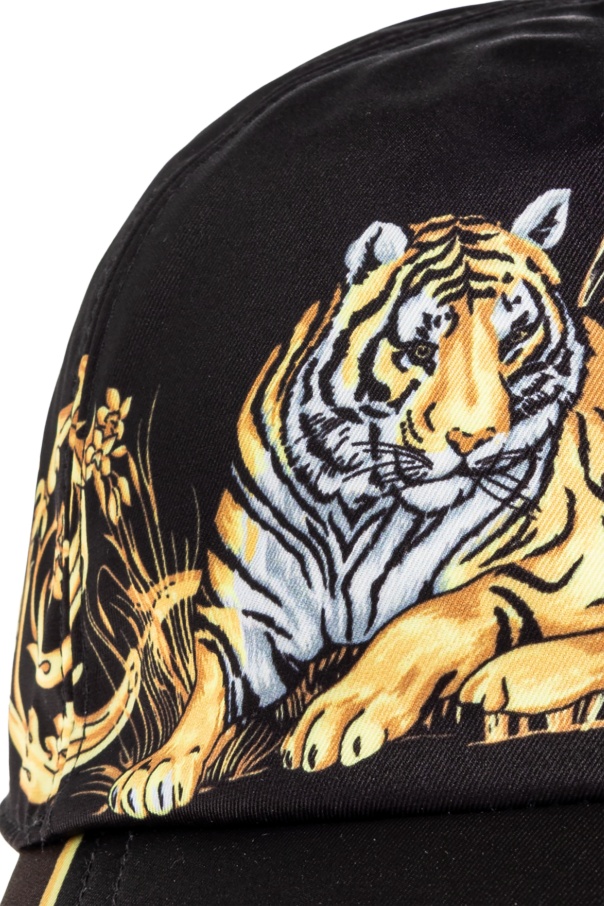 Versace Tiger Baroque-print Cap In Black