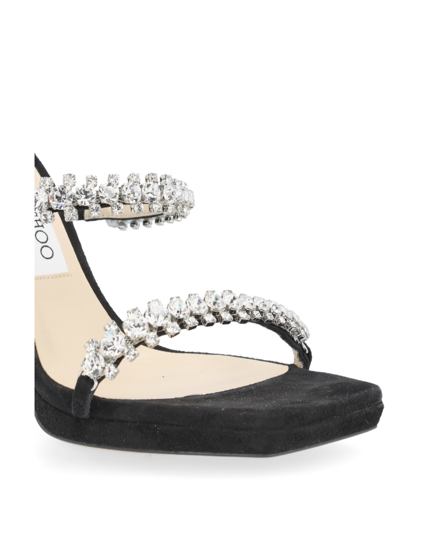 Jimmy Choo Black Bing Sandals With Crustal Embellishment In Leather Woman In Black