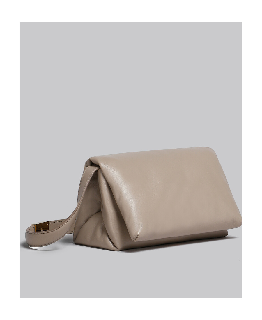 Marni Small Prisma Leather Shoulder Bag In Nude