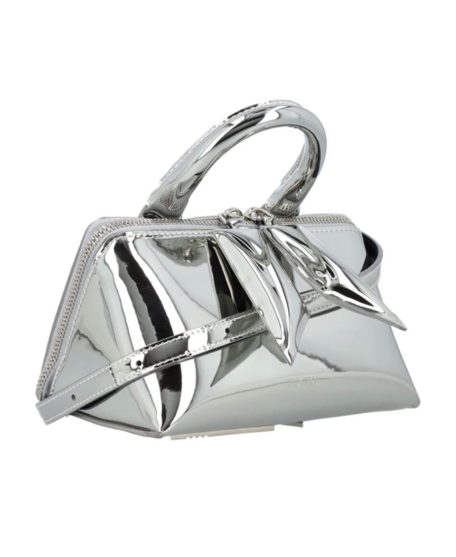 Attico The Friday Logo Detailed Shoulder Bag In Gray