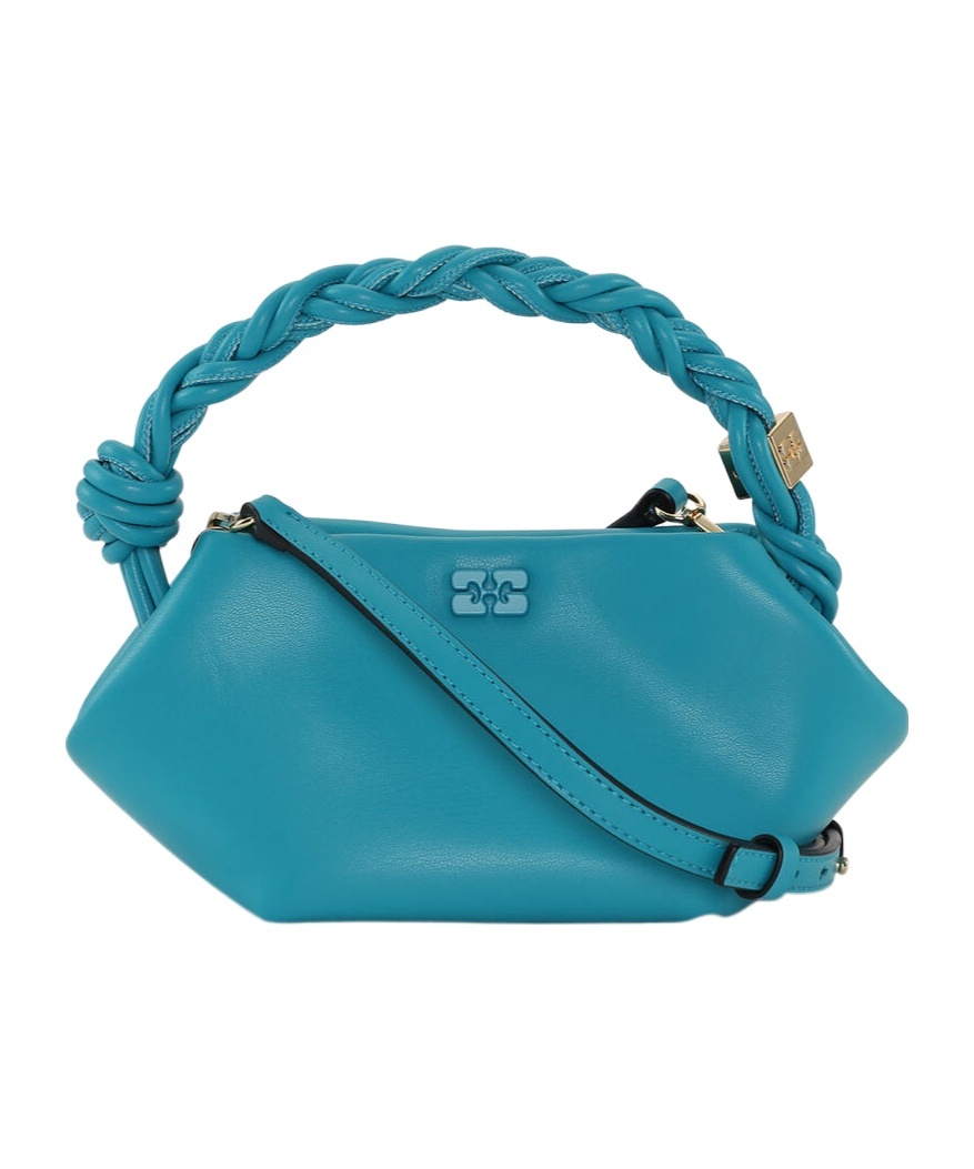 Ganni Bou Braided-handle Mini Bag In Blue