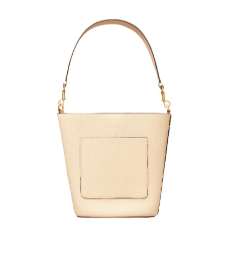 Tory Burch Mcgraw Logo Bucket Bag In Nude