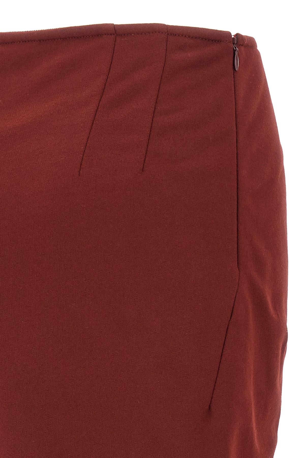 Dries Van Noten High Waist Midi Skirt With Ruffled Detail In Burgundy