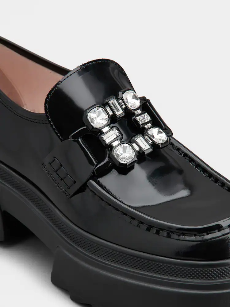 Shop Roger Vivier Logo Thick Soled Loafers In Black