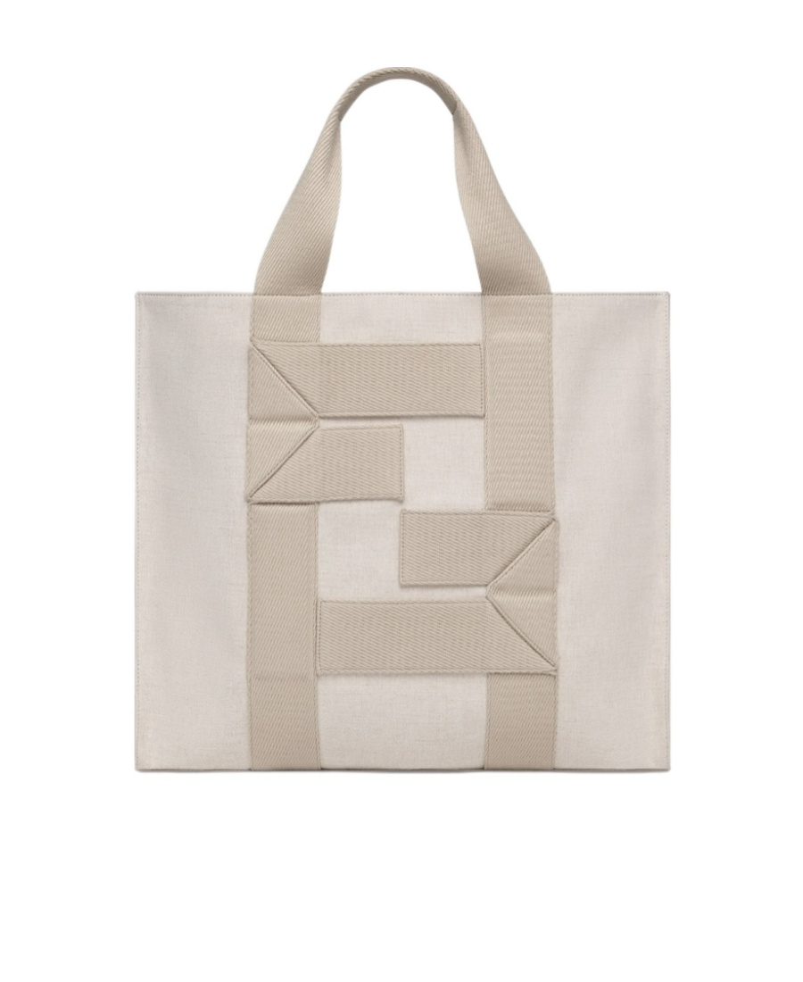 Fendi Large Ribbon Splicing Tote Handbag In Gray