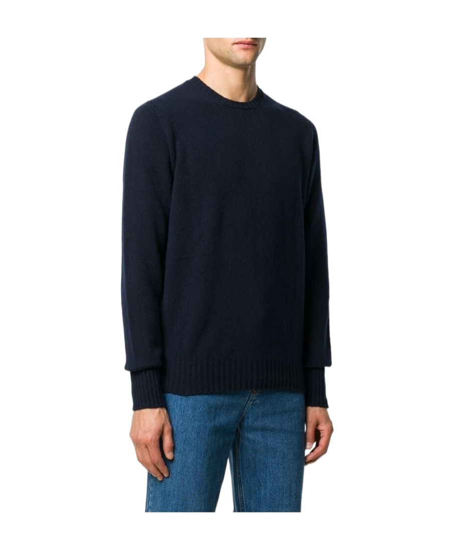 Drumohr Cashmere Crewneck Sweater With Ribbed Detailing In Black