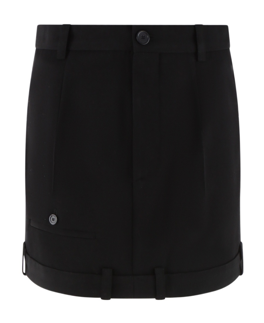 Balenciaga Deconstructed Wool Miniskirt In Black