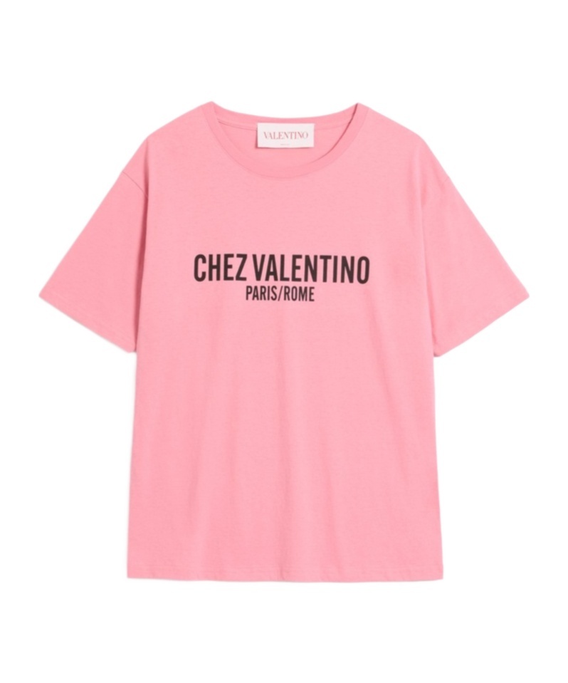 Shop Valentino Jersey Cotton T-shirt With Chez Print In Pink