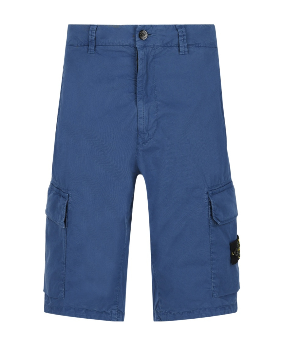 Stone Island Side Logo-patch Cargo Shorts In Blue