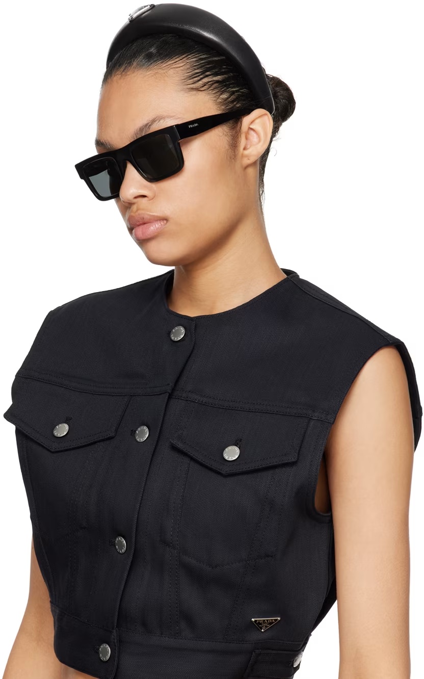 Prada Square Design Sunglasses In Black