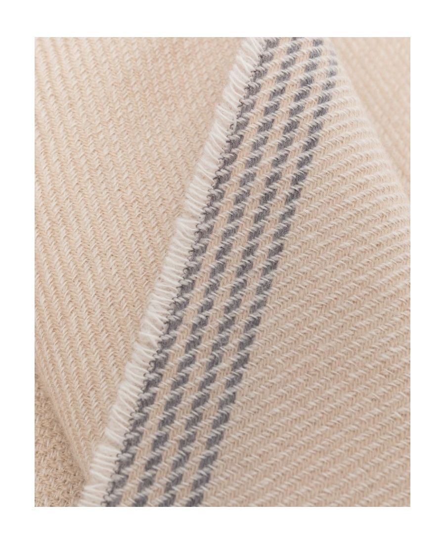 Brunello Cucinelli Striped Trim Scarf In Nude