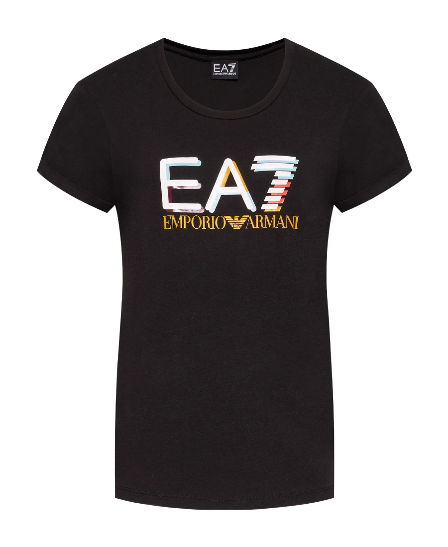 Ea7 T-shirt With Round Neck And Short Sleeves In Black