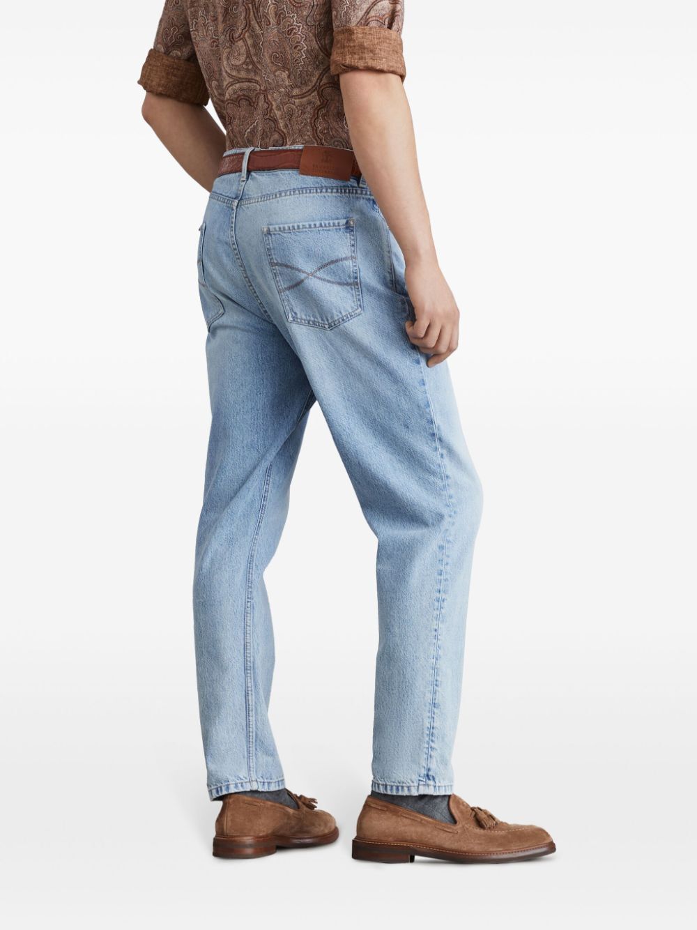 Brunello Cucinelli Stonewashed Cotton Denim Jeans In Blue