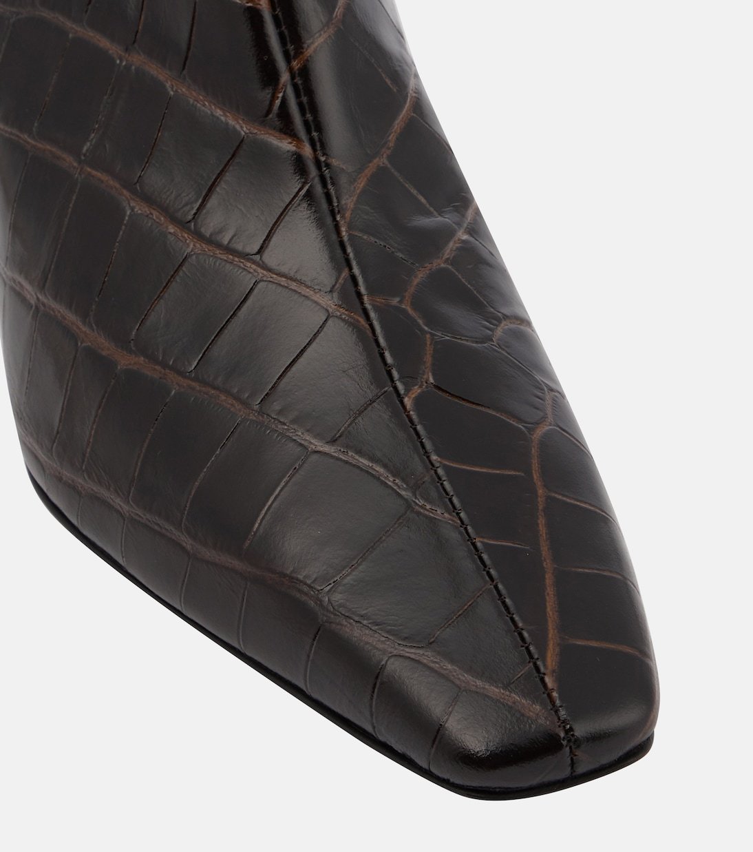 Totême Croc-effect Leather Ankle Boots In Brown