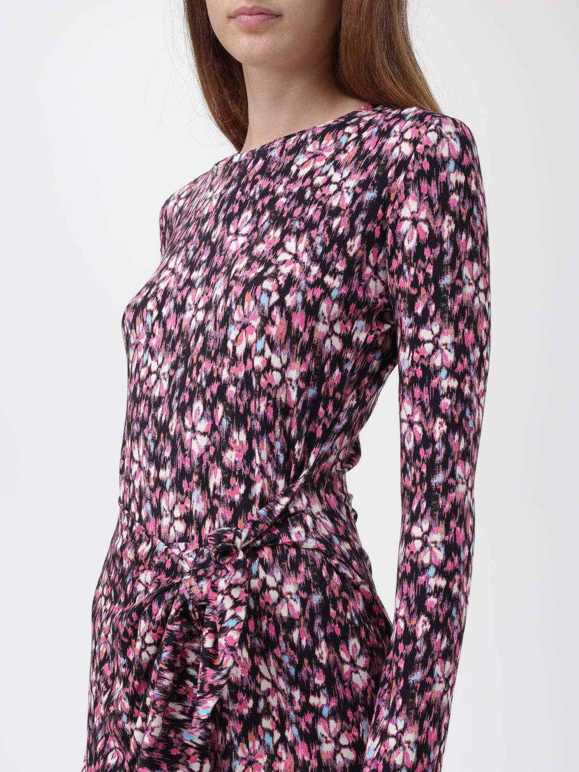 Shop Isabel Marant Étoile Lisy Graphic-printed Knot Detailed Midi Dress In Multicolor