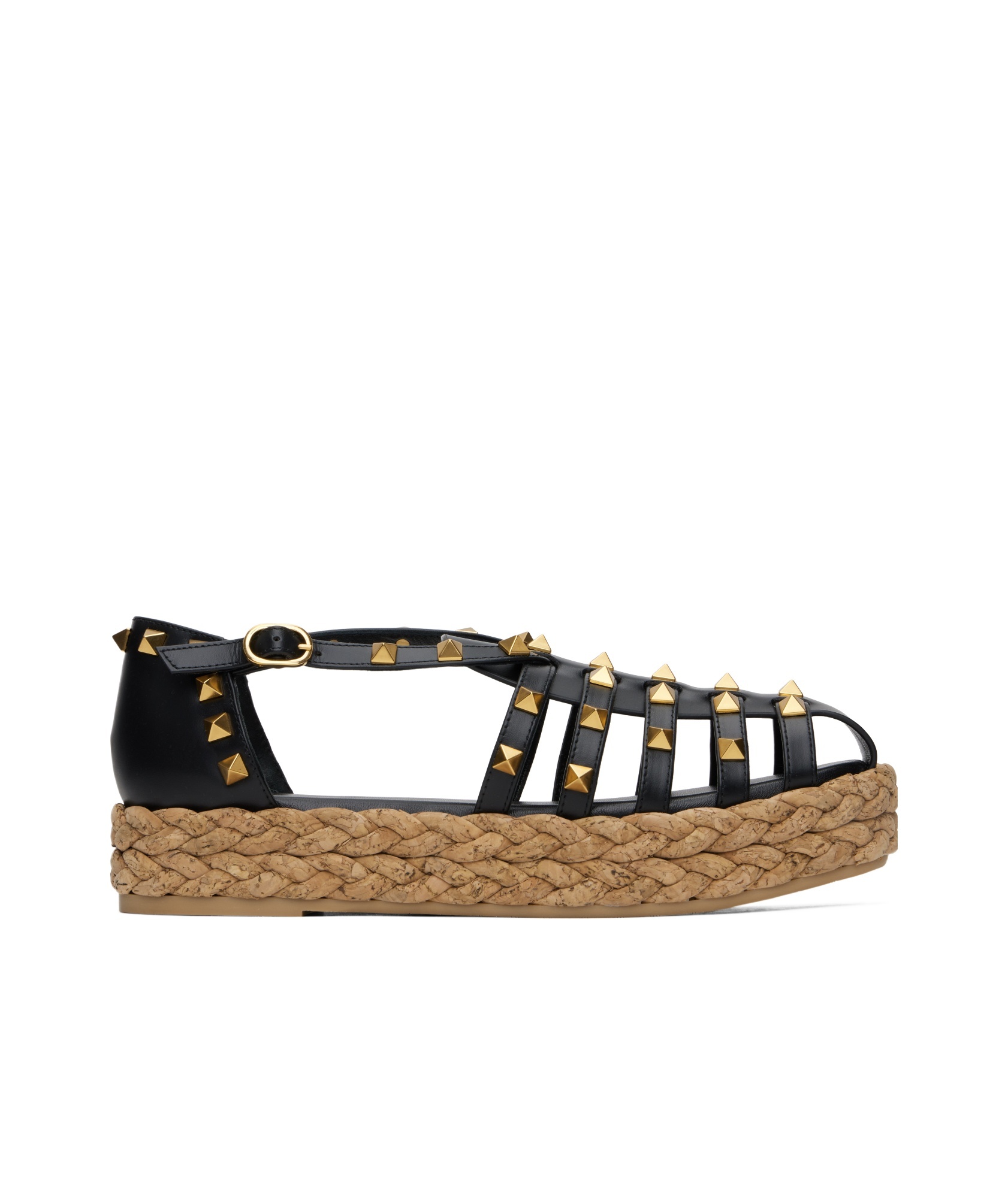 Shop Valentino Rockstud Buckle Detailed Flat Shoes In Black