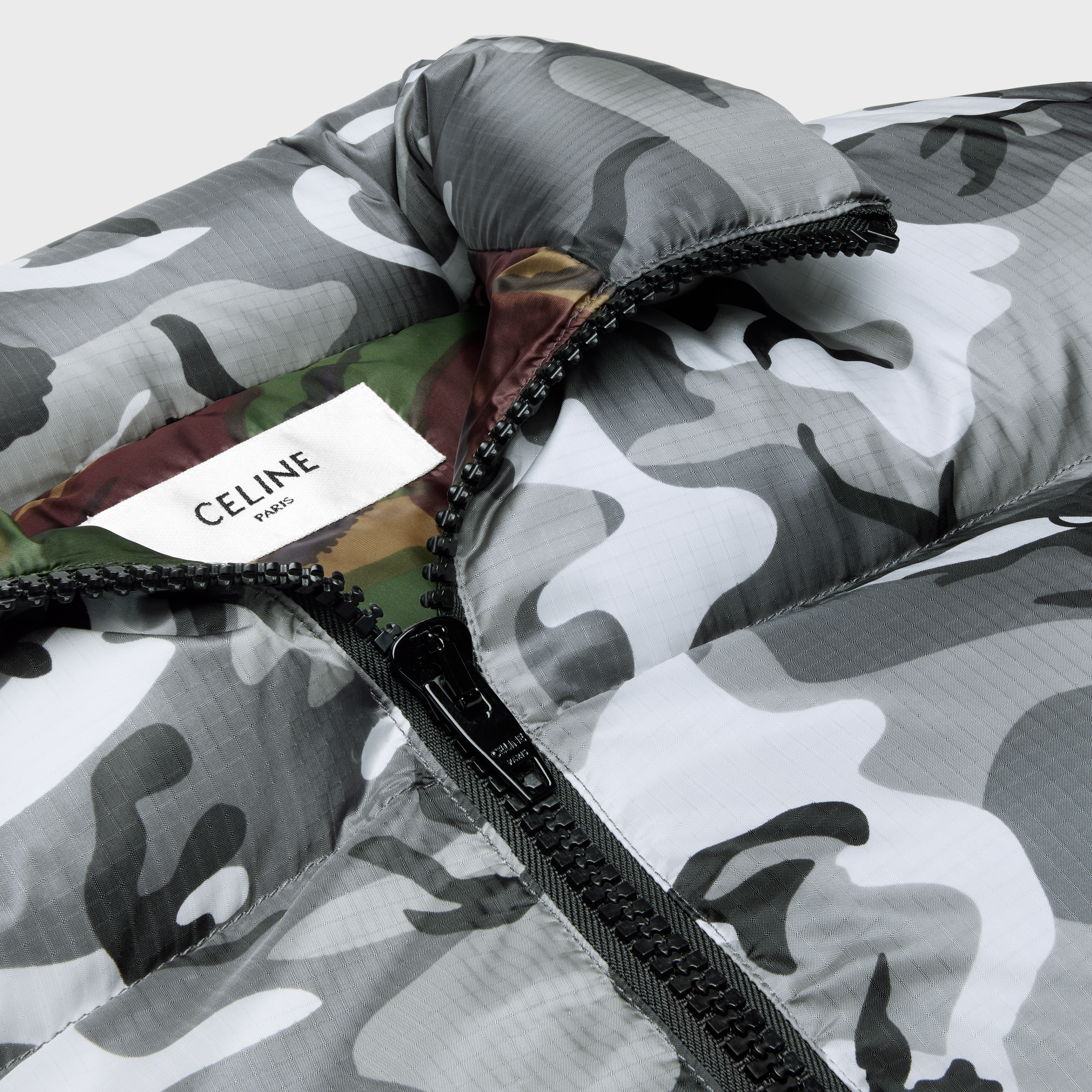 Celine Short Down Jacket In Nylon In Gray