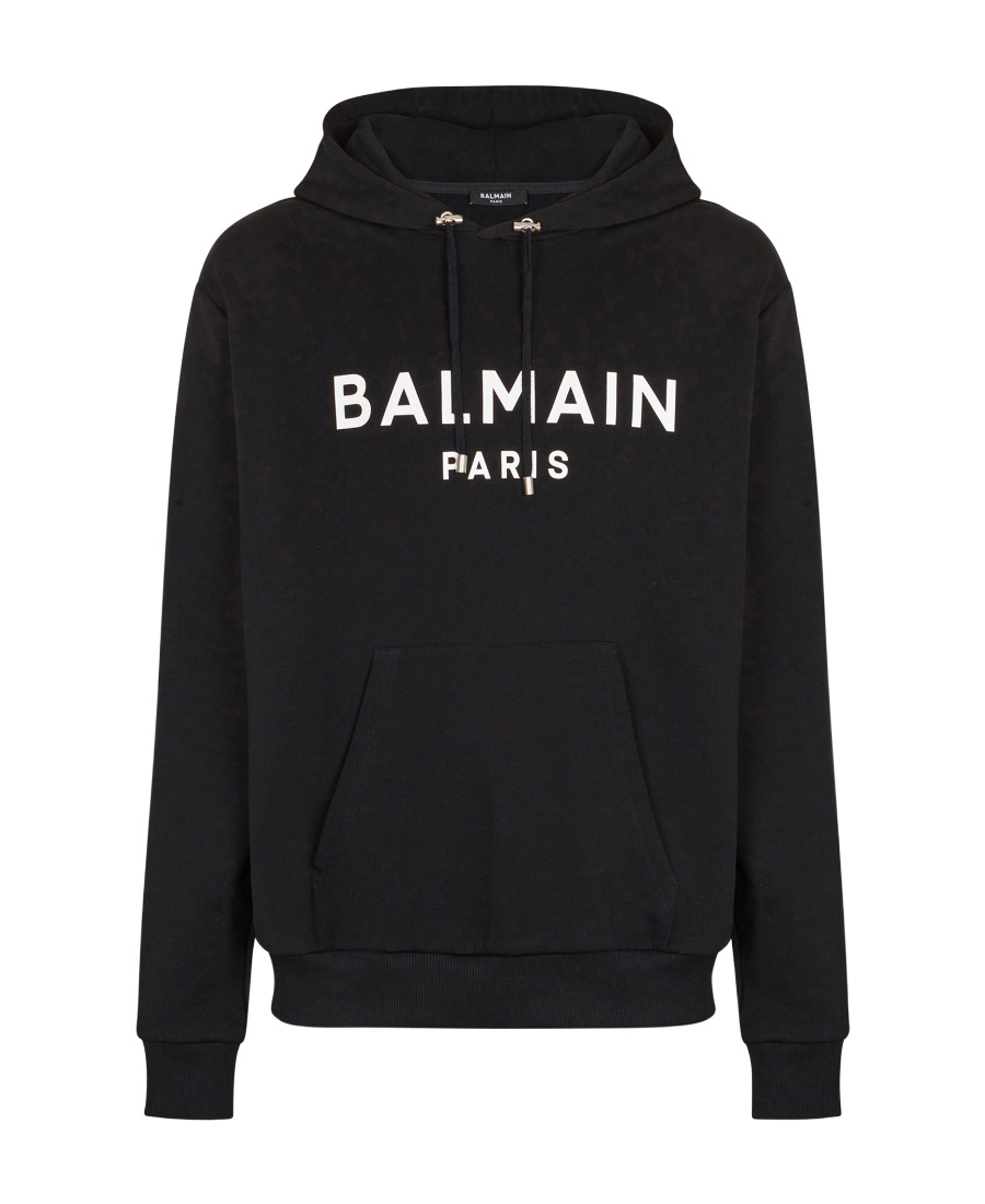 Balmain Logo Printed Cotton Sweatshirt In Black
