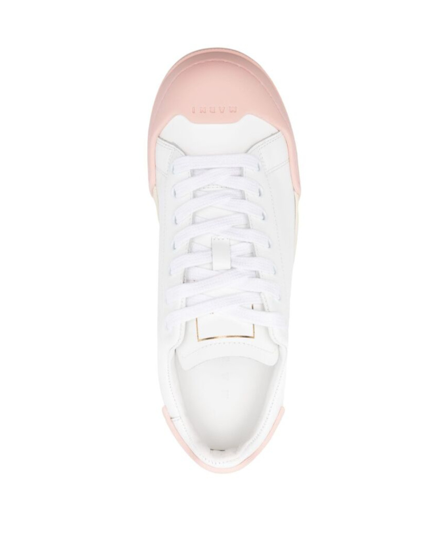 Marni Dada Bumper Sneaker In White And Pink Leather In White