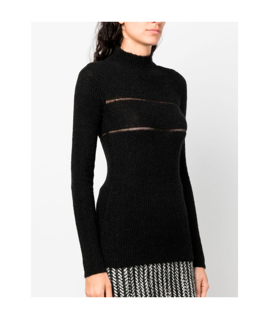 Msgm Knitwear Sweater Organza Insert In Black
