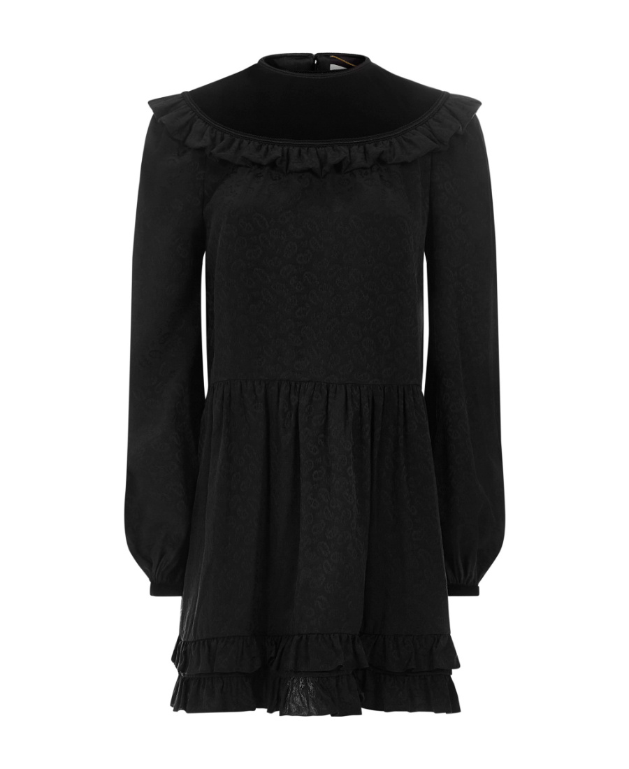 Saint Laurent Dark Embroidered Dress In Black