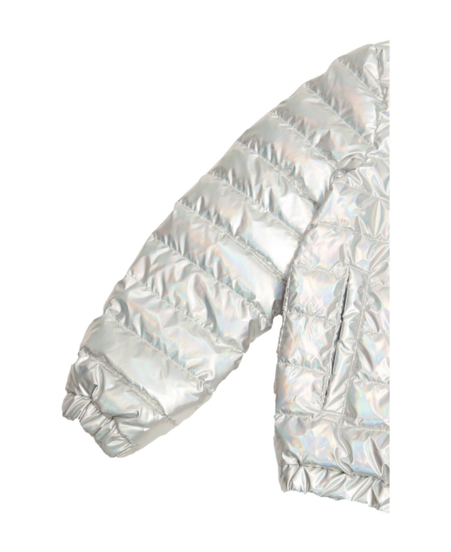 Balmain Metallic Zip-up Padded Jacket In White