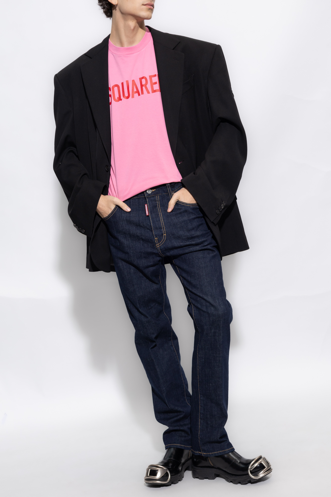 Dsquared2 Straight-leg Cotton Denim Jeans With Logo Detail In Animal Print
