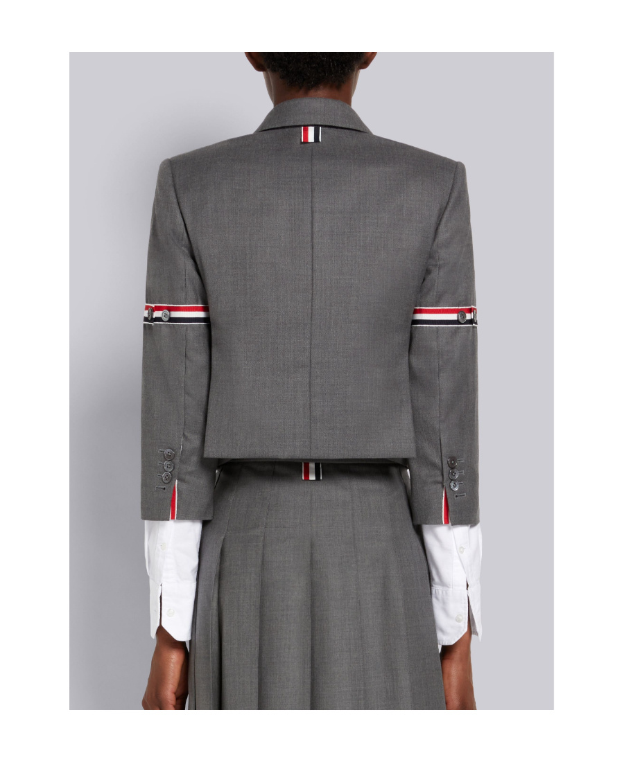 Thom Browne Rwb-embellished Cropped Blazer In Black