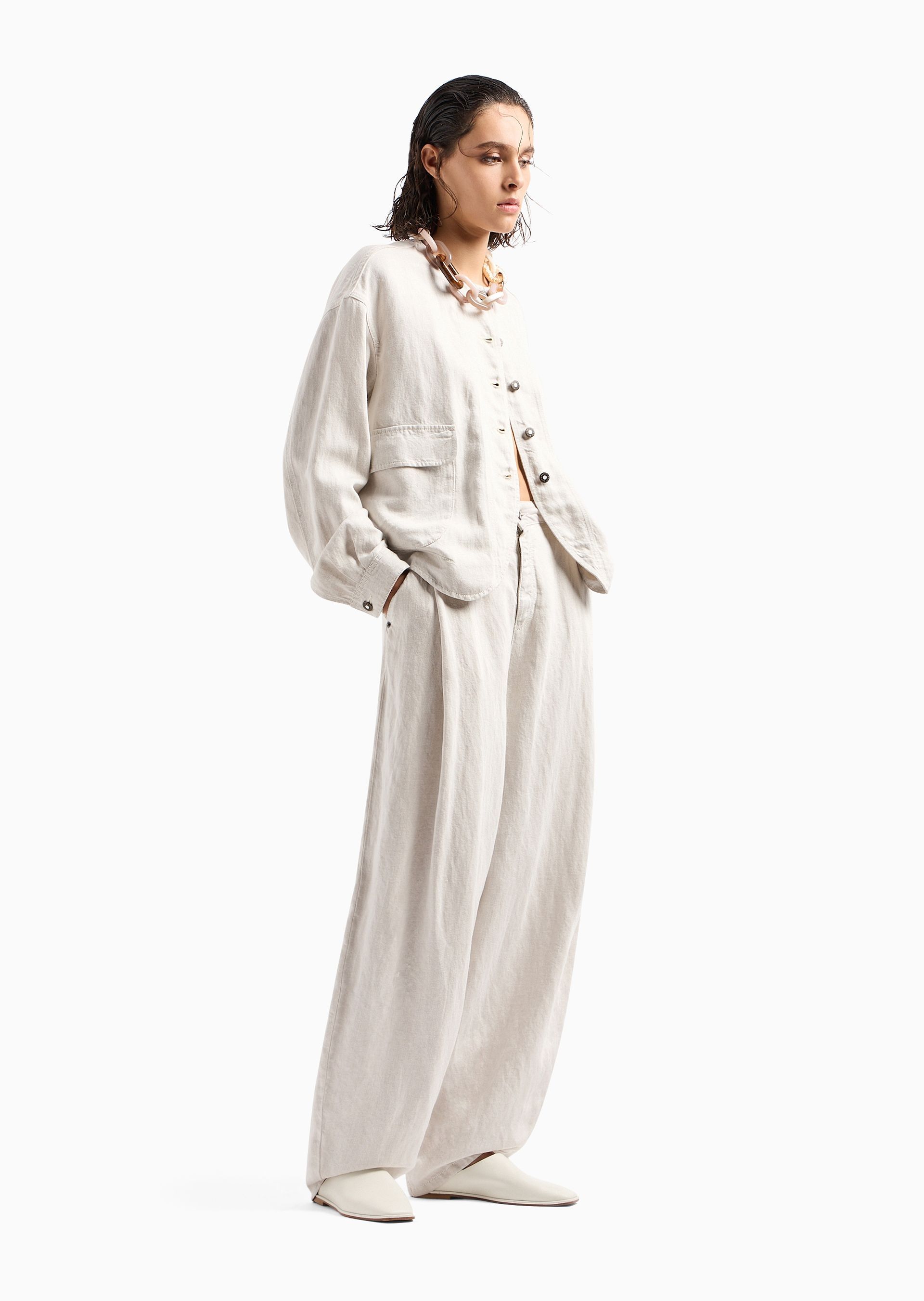 Shop Emporio Armani Single-breasted Collarless Jacket In White
