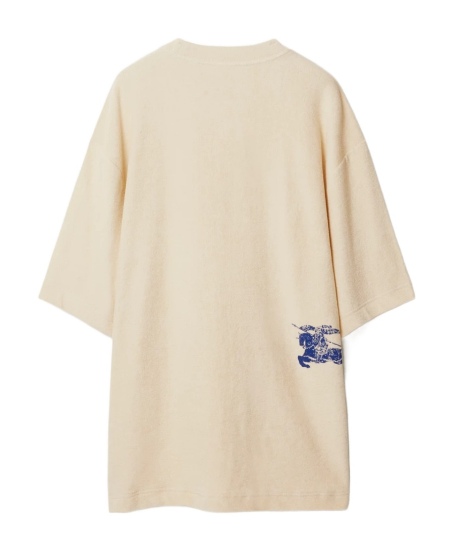Burberry Logo-jacquard Towelling-finish T-shirt In Nude