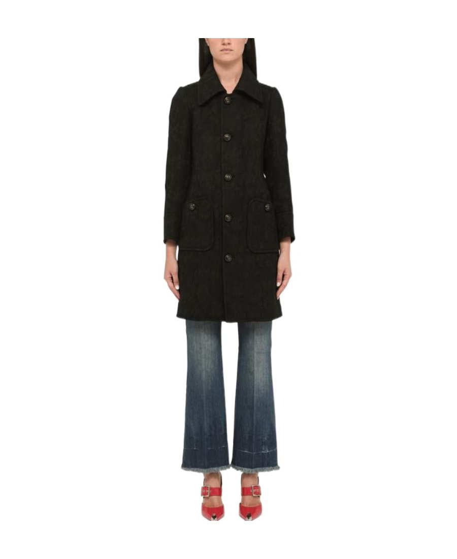 Dsquared2 Floral Pattern Single-breasted Coat In Black