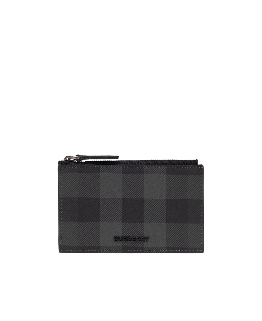 Burberry Logo-plaque Check-pattern Wallet In Black