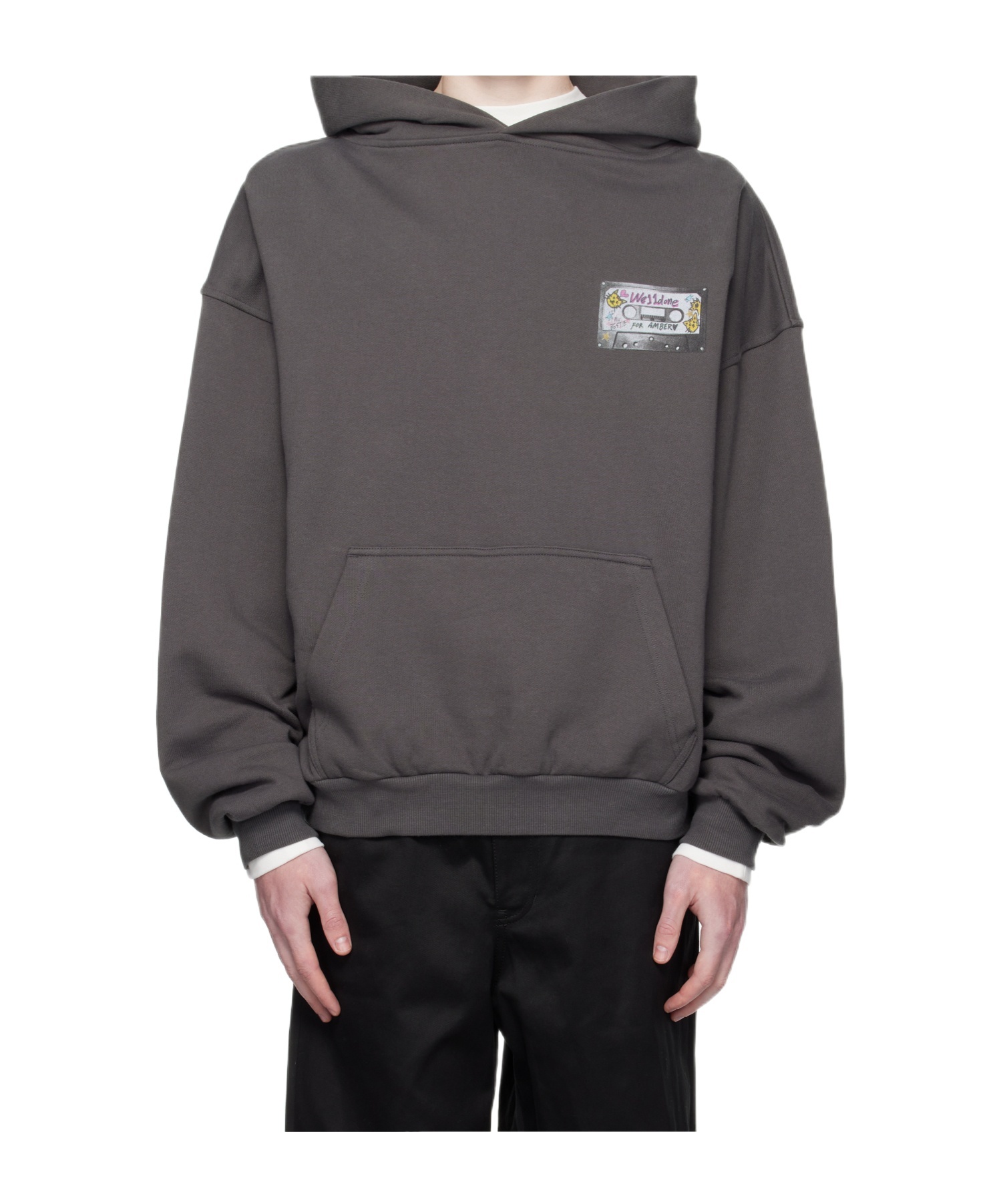 We11 Done Cassette Tape Print Hoodie In Gray