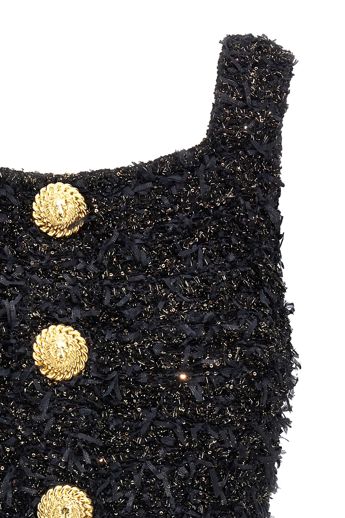 Balmain Women Tweed Cropped Top In Black