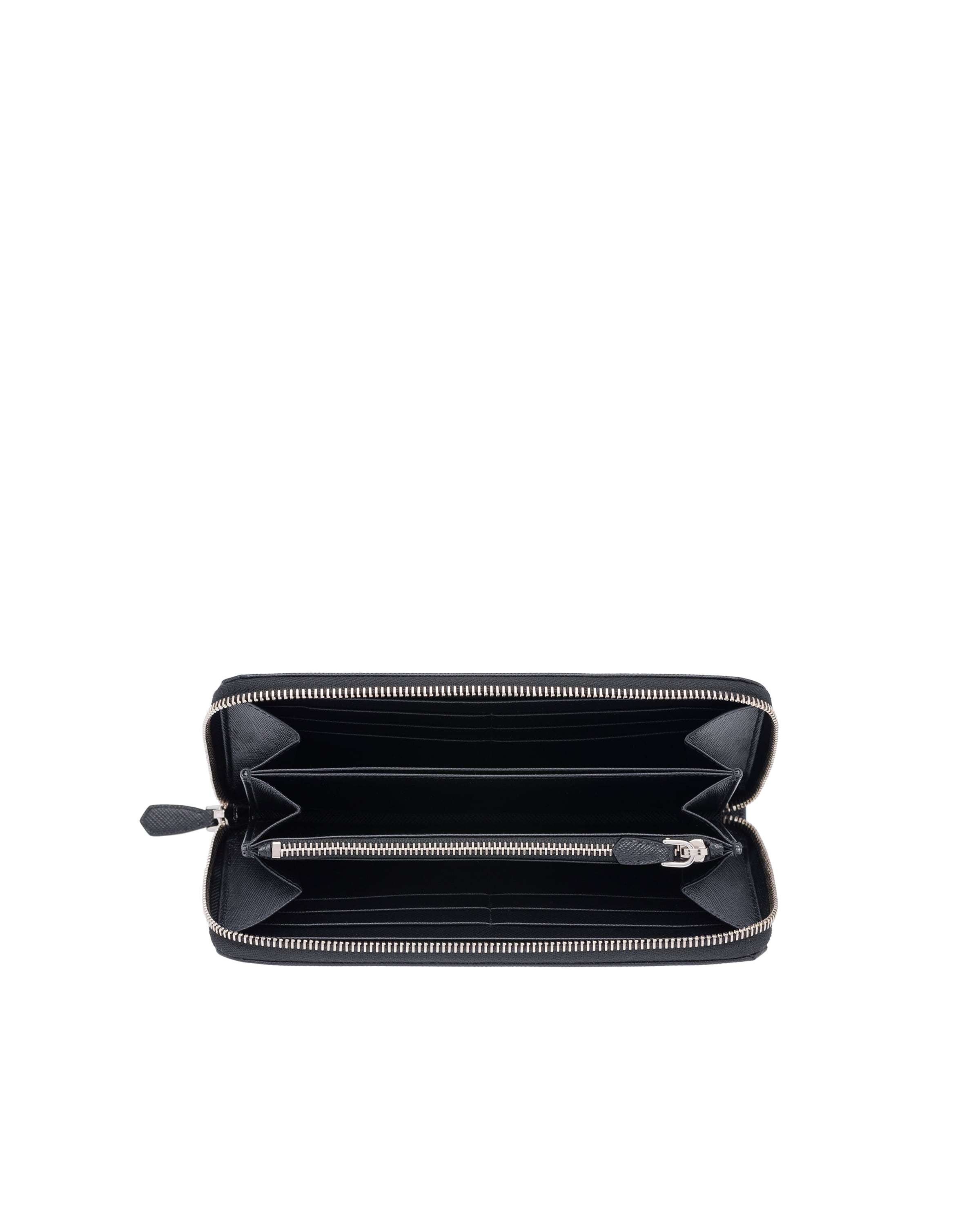 Prada Saffiano Zip Wallet In Black
