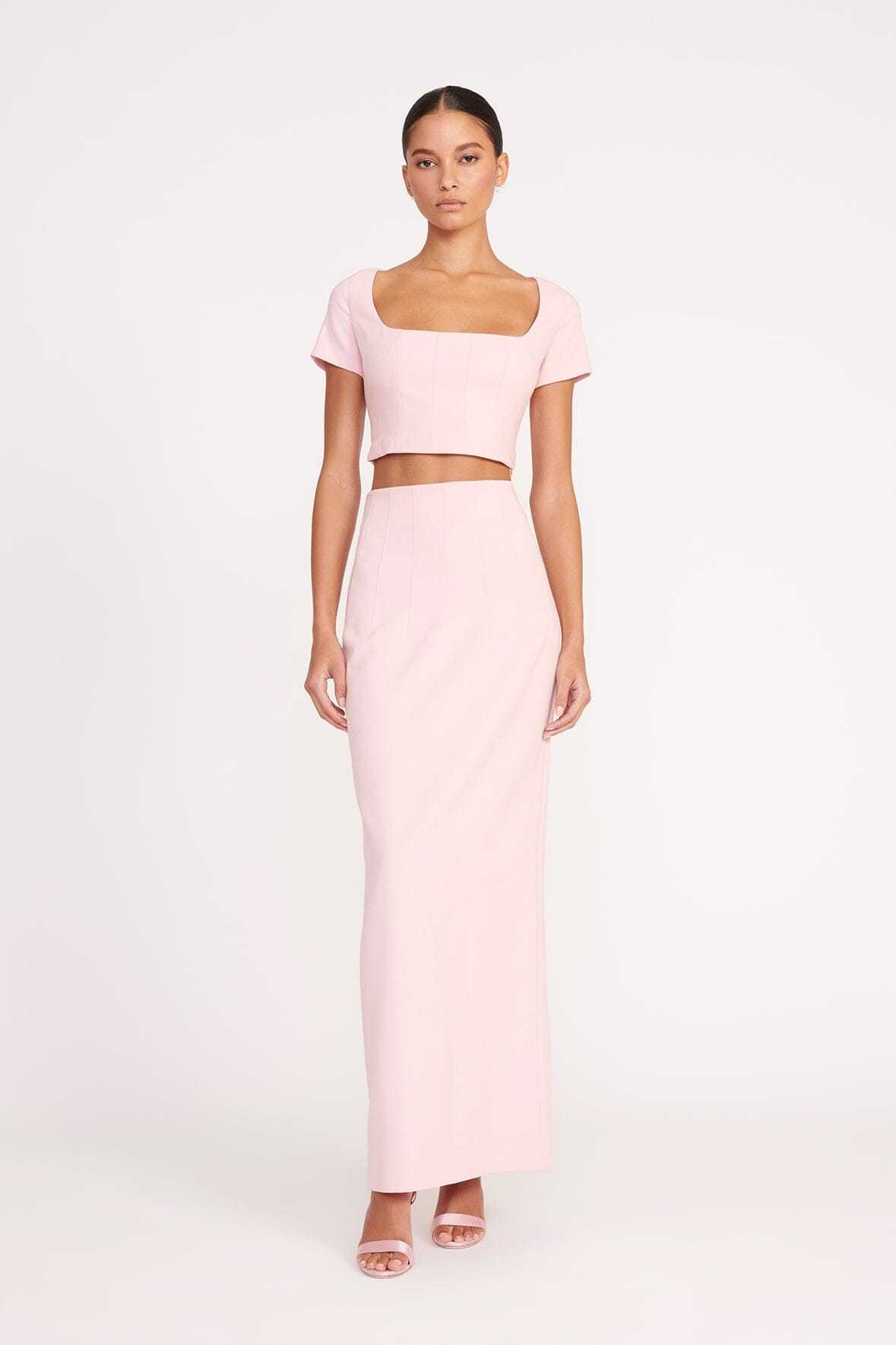 Staud Back Bifurcated Skirt In Pink