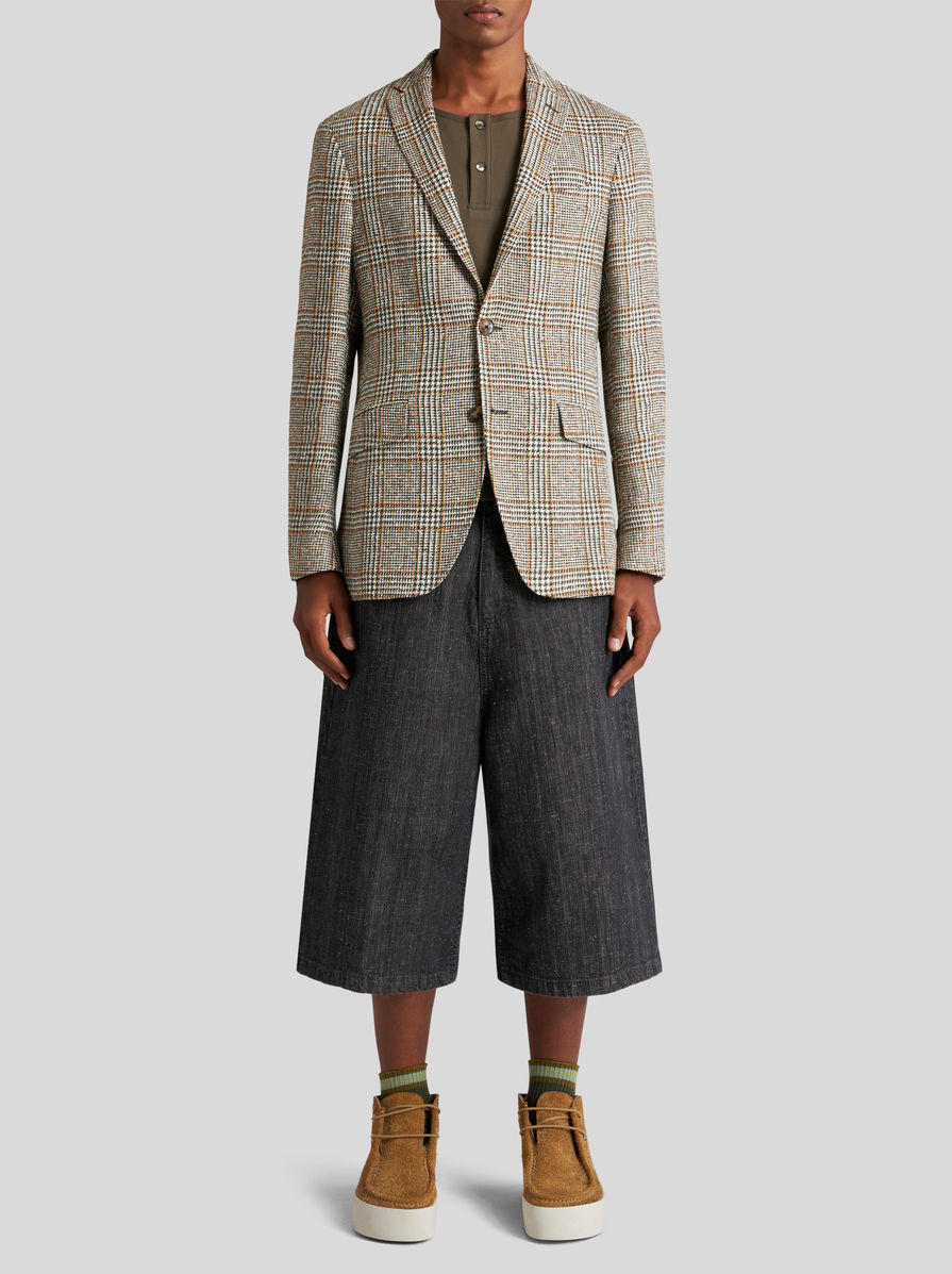Etro Checked Houndstooth Blazer In Nude