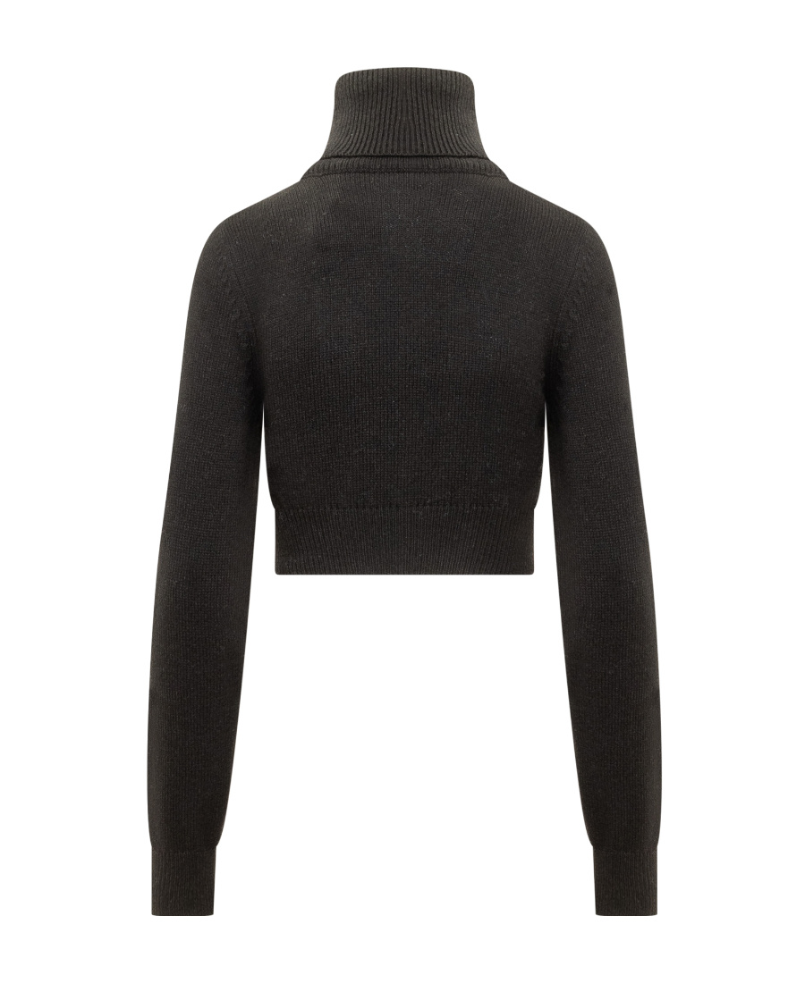 Palm Angels All Roads Text Detail Cropped Turtleneck In Black