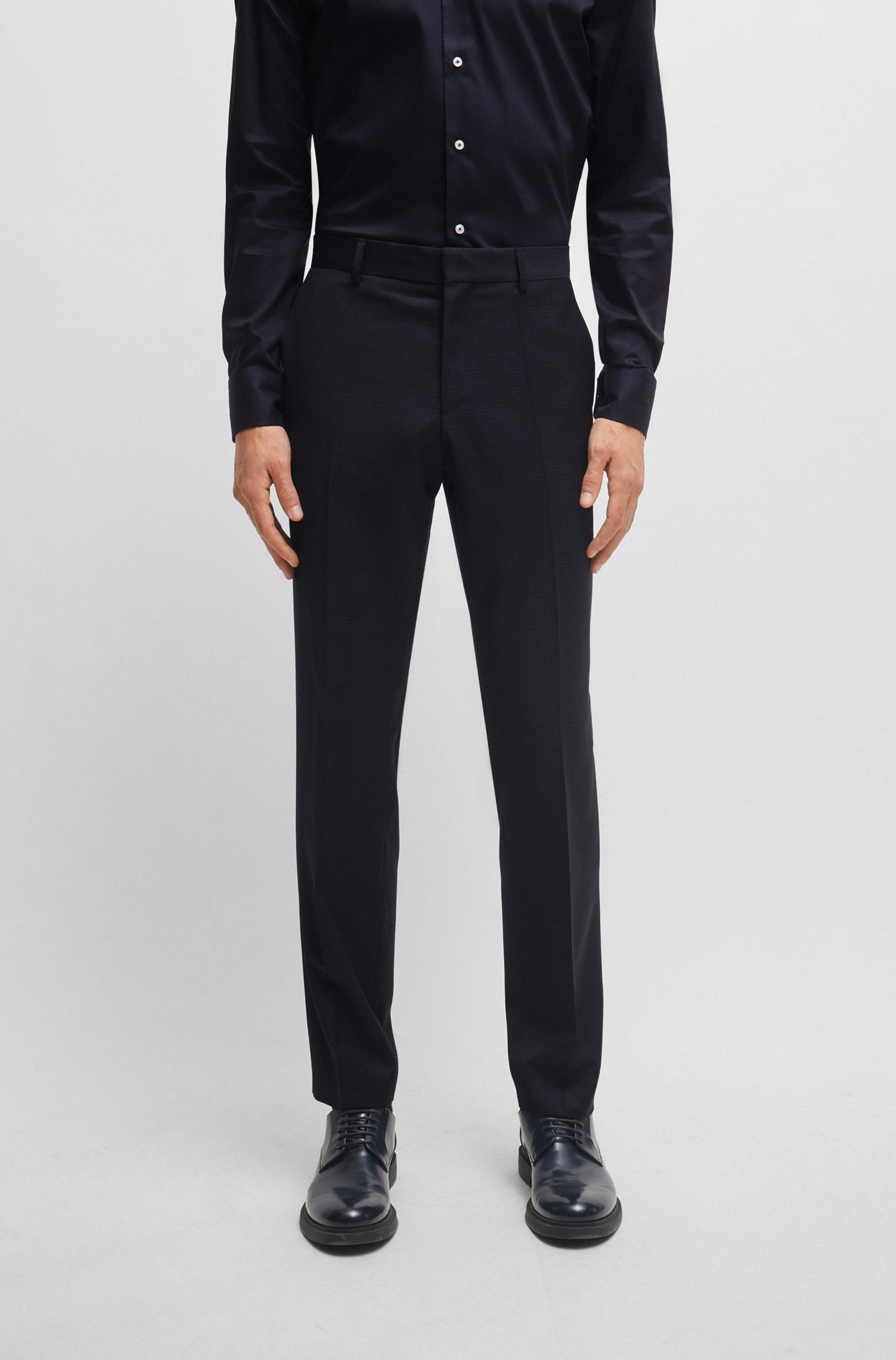 Hugo Boss Single-breasted Virgin Wool Suit In Black
