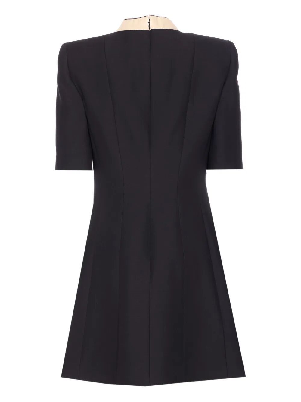 Valentino Womens Nero Champagne Bow-embellishment Short-sleeves Wool And Silk Mini Dress In Black