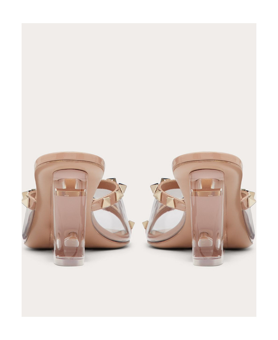 Valentino Rockstud-embellished Wedge Mules In White