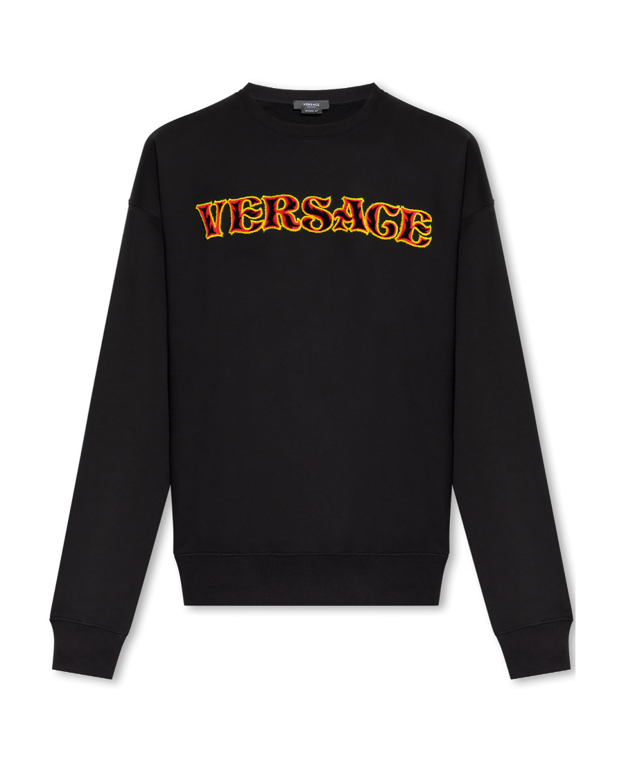 Versace Luxurious Embroidered Crewneck Sweatshirt For Men In Black