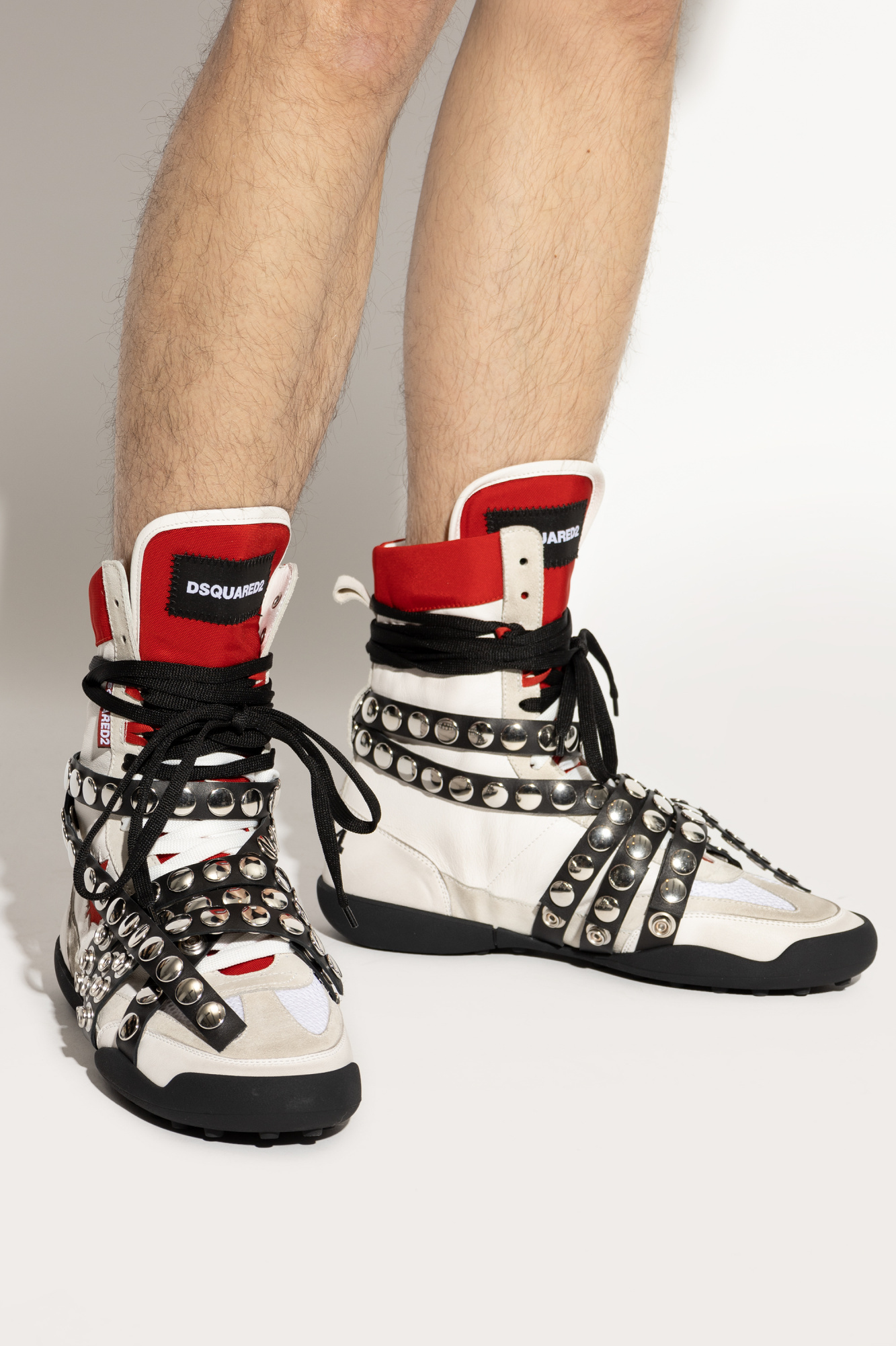 Dsquared2 Round Toe High Top Sneakers In White